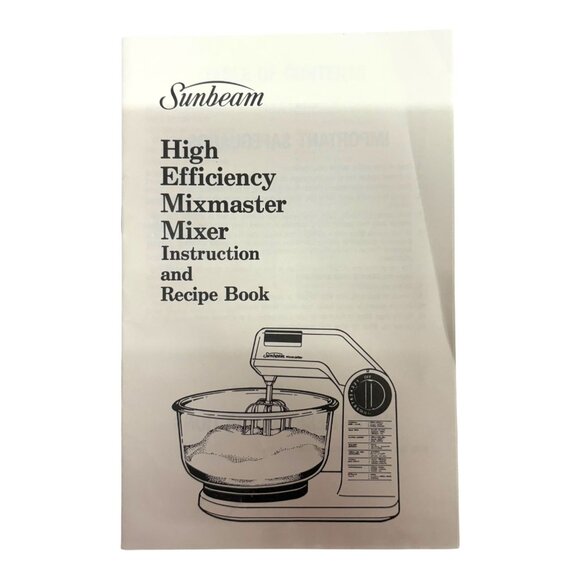 Sunbeam Mixmaster Mixer 01401 Instruction Manual and Recipe Book 1986 Original - Picture 1 of 5